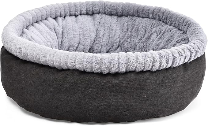 Cat Craft Deluxe Super Soft Plush Cat Bed, Gray, Medium (15")