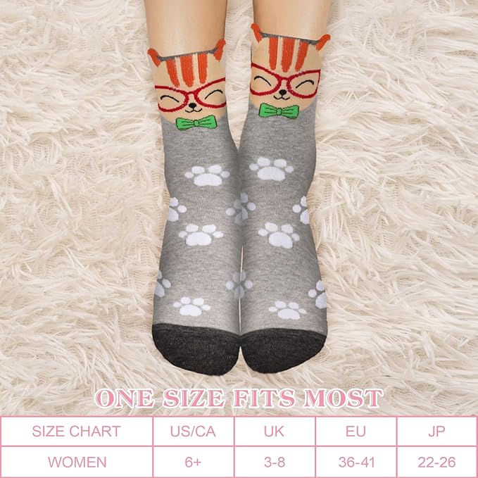 AGRIMONY Women's Cat Socks Cute Animal Socks Dog Valentines Easter Fun Gifts for Women