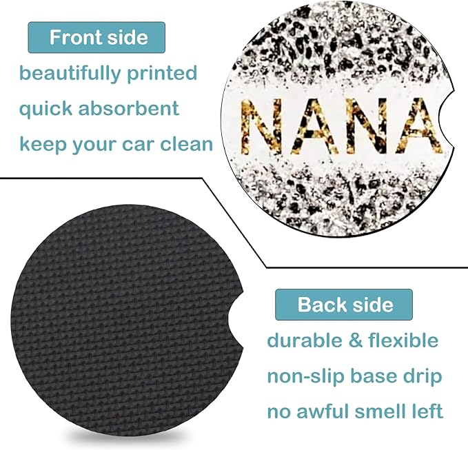 Car Coasters for Cup Holders,2 Pack Nana Gifts Car Cup Holder Coasters,Nana Gifts for Grandma Birthday Gifts for Nana from Granddaughter Grandson Grandchildren Grandkids Nana Gifts