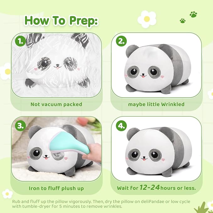 Panda Plush, Cute Panda Plushies Toy, Soft Plushie Cuddle Pillow, Anime Plushie Doll, Cute Stuff Toys Gift for Girls, Boys and Males (16 Inch)