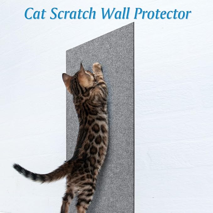 Gtmileo 78.7"x15.8" Trimmable Cat Scratching Mat, Cat Scratching Post Carpet, Self-Adhesive Cat Tree Shelves Replacement, Cat Scratch Furniture DIY Protector(Grey)