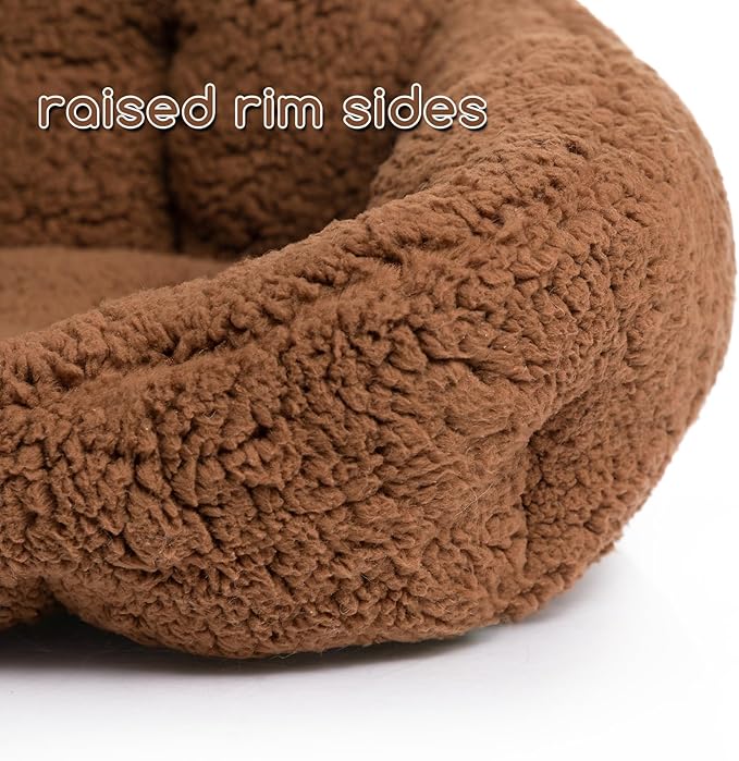 Hollypet Sherpa Fleece Dog Bed, Self-Warming Pet Bed for Small-Sized Dogs Cats Sleeping Bag Cushion, Rectangular Pet Bed, Brown