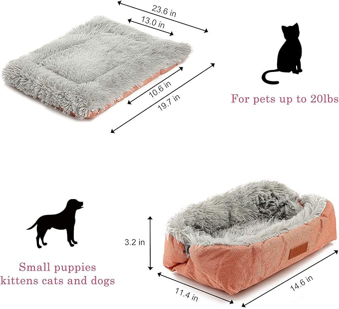 Heated Cat Bed Self Warming - Cat Bed Small Cat Bed Self Heating Small Cat Dog Bed, Extra Warm Thermal Pet Pad for Indoor Outdoor Pets, Calming Dog Crate Bed Pet Mat, 24x20inch