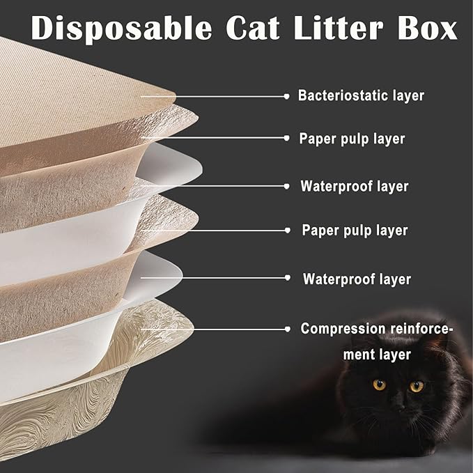 8 Pack Disposable Cat Litter Box, 17 x 13.2 x 4 Inch Large Kitty Litter Box Pans Paper Cat Litter Tray for Hamster, Guinea Pig, Rabbit, Portable