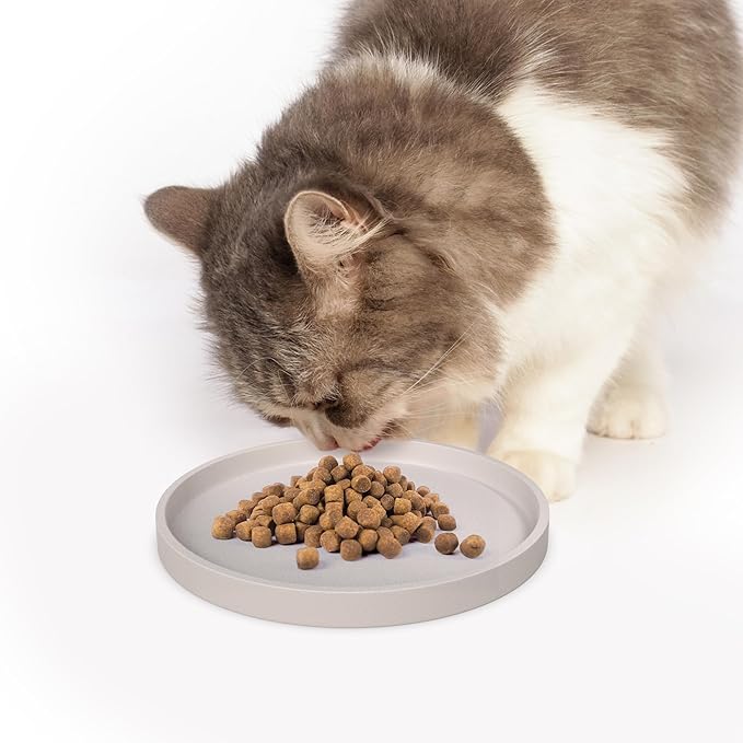 Arespark Pet Silicone Food Mat, Set of 4 Nonslip Waterproof Feeding Bowl Mat with Raised Edges for Food and Water Prevent Spills, Round Eating Tray for Dog Cat Puppy Kitten, 6'' x 6''