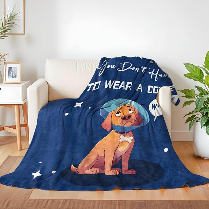Get Well Gifts for Women After Surgery, Get Well Soon Gifts for Women/Men After Surgery, Recovery Blanket Present, Dog Lovers Blanket, Blue Dog Present