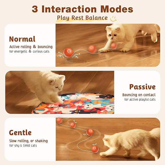 Interactive Cat Toys Ball Fast Rolling in Pouch (Blue) (Orange)