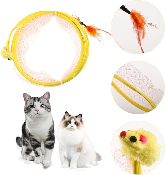 Folded Cat Tunnel, Large Size Portable Cat Toy Spiral Tunnel Cat Toy Tunnels for Indoor Cats Decompression Interactive Cat Springs Toys