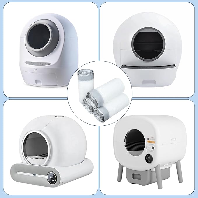 80 Pack Self-Cleaning Cat Litter Box Liners Replacement Cat Litter Waste Bags Drawstring Litter Bags for Automatic Self-Cleaning Cat Litter Box