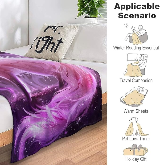 Pink Fox Throw Blanket Cute Beautiful Fox Print Blankets Gifts for Couch Sofa Bed Stuff Decor Soft Cozy Lightweight Fleece Plush Flannel Bedding for Lover Men Women Girls Adults 50"x60"