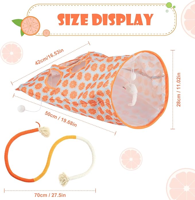 Cat Tunnel Toy and Cats Catnip Rope Toys, Portable Collapsible Cattycoil Drill Bag Toy for Indoor Cats, Cotton Rope Cat Toys for Indoor Cats, Handmade Pet Chew Toys for Teeth Cleaning