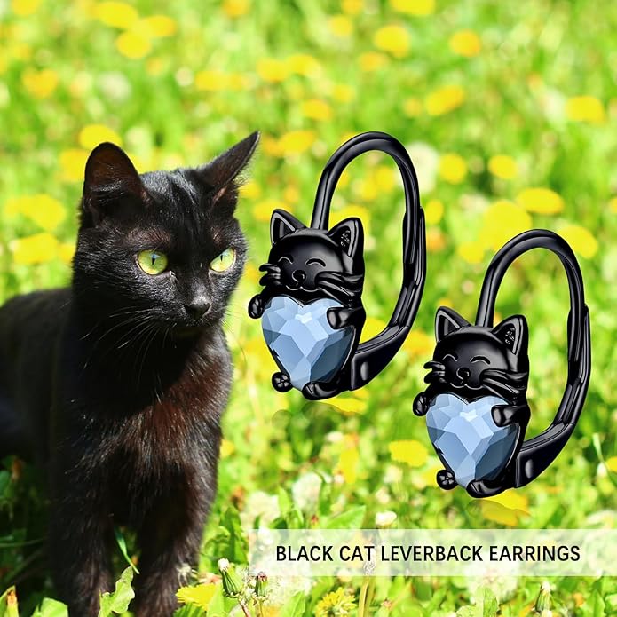 925 Sterling Silver Cat Earrings Cute Animal Kitten Stud Earrings cat Jewelry Gifts for Women Girls Hypoallergenic Earrings for Sensitive Ears