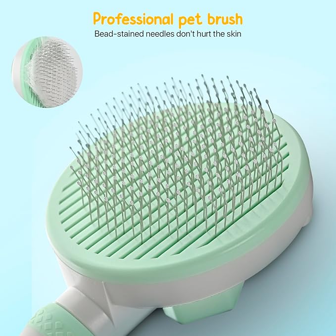 3PCS Grooming Kit with Self-Cleaning Slicker Brush, Nail Clipper & File for Dogs and Indoor Cats (Purple)