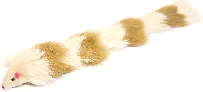 Iconic Pet Fur Weasel Toy, Brown/White