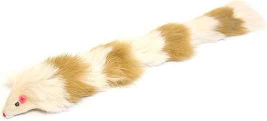 Iconic Pet Fur Weasel Toy, Brown/White