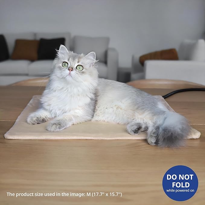 NICREW Pet Heating Pad for Dogs and Cats, Heated Cat Bed with Steel-Wrapped Cord and Soft Fleece Cover, 17.7 x 15.7 Inches, 30 Watts