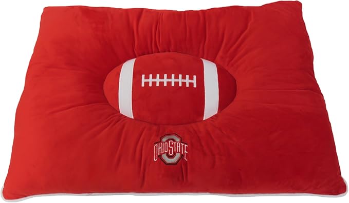 Pets First NCAA PET BED- Ohio State Buckeyes Soft & Cozy Plush Pillow Bed. - Sports Dog Bed. Cuddle, Warm Collegiate Mattress Bed for Cats & Dogs