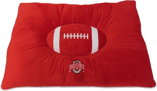 Pets First NCAA PET BED- Ohio State Buckeyes Soft & Cozy Plush Pillow Bed. - Sports Dog Bed. Cuddle, Warm Collegiate Mattress Bed for Cats & Dogs