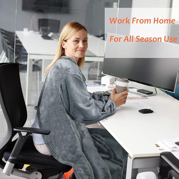 Solaris Wearable Blanket with Sleeves for Adults, Softness Comfort Warmth Fleece Gift for Women Men, Snuggy Body Throw TV Blanket for Home Office Lounge, Gift for Her