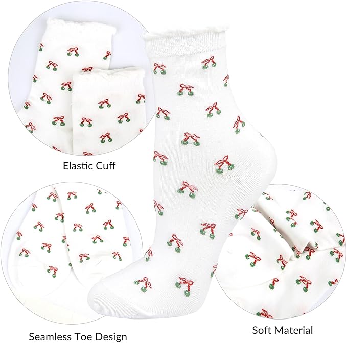 Benefeet Sox Womens Girls Ruffle Crew Socks Novelty Cute Frilly Dress Socks Cotton Lettuce Trim Turn-Cuff High Ankle Sock