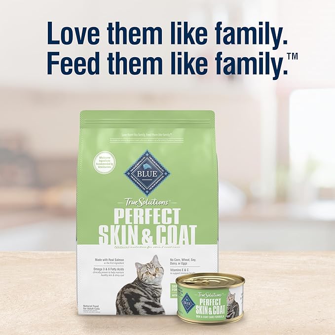 Blue Buffalo True Solutions Perfect Skin & Coat Natural Dry Food for Adult Cats, Salmon, 11-lb. Bag