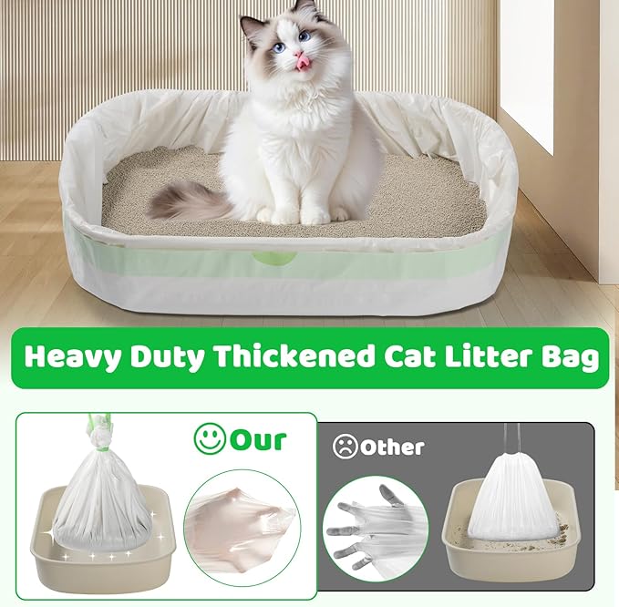 30 Litter Box Liners Giant Jumbo 3MIL Cat Litter Bags Tear Resistant Litter Liners Heavy Duty Cat Pan Liners Extra Large Kitty Litter Box Bag XXL Disposable Cat Supplies for Easy Cleanup 45" x 18"