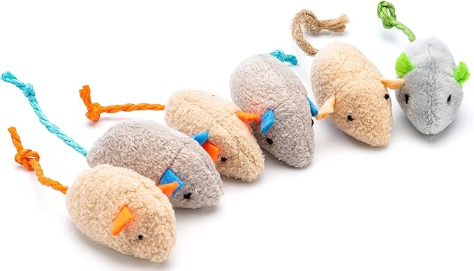 Cat Toy Feather Sisal Ball 4 Count，Mouse Catnip Cat Toys 6 Count- Handmade Cat Toys with Feathers, Scratch & Bite Resistant Sisal Balls for Cats (Random Color)