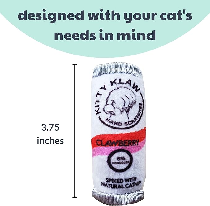 Huxley & Kent Cat Toy | Kitty Klaw Clawberry | Nappy Hour Strong Catnip Filled Cat Toy | Soft Plush Kitty Toy with Catnip and Crinkle | Kittybelles