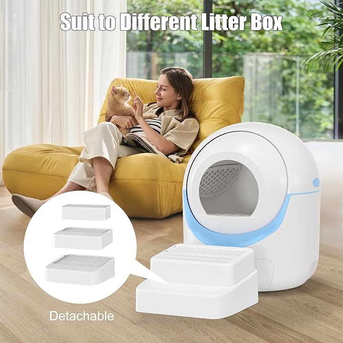 Automatic Cat Litter Box Cat Pedal Step Stool. Easy Clean Cat Litter Step Stool with Filter Function.Litter Catcher for Smart Litter Box.Adjustable 3 Steps Litter Box Ramp with Filter Function(W-B)