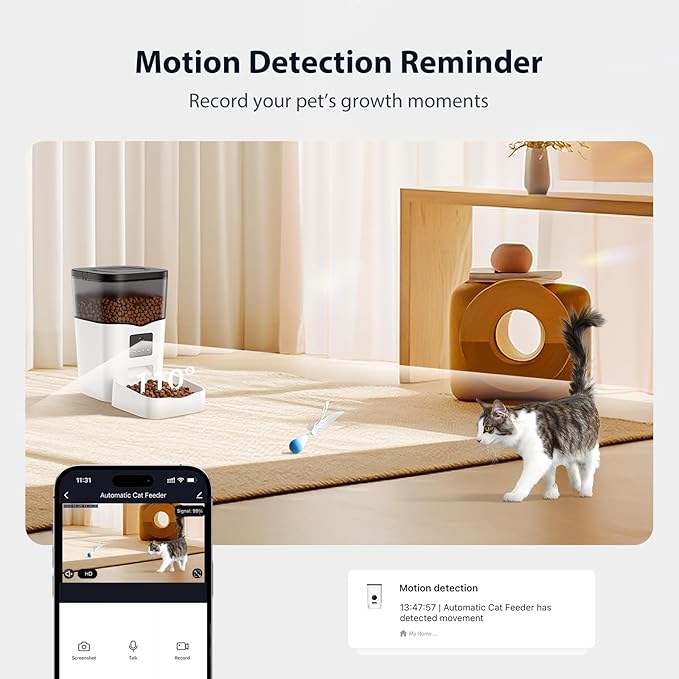 Automatic Cat Feeder with Camera: Automatic Cat Food Dispenser App Remote Control Timed Feeding of Dry Food WiFi Pet Feeder with Audio and Video Recording Up to1-8 Meals for Cat & Small Dog