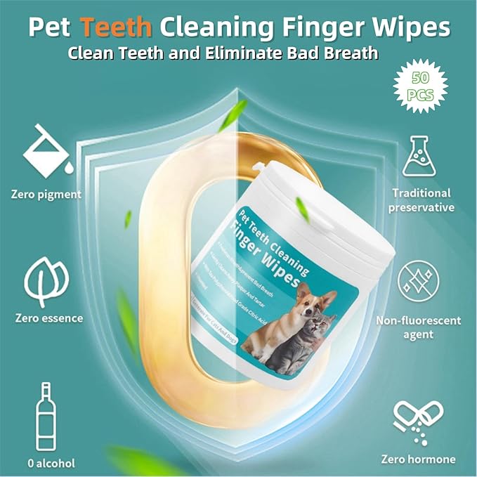 Pet Cleaning Wipes Kit For Dogs&Cats,includes Ear Finger Wipes,Teeth Finger Wipes and Eyes Wipes,Gently Clean Dogs&Cats Ear Wax,Remove Plaque&Tartar Buildup and Reduce Tear Stains,Non-Irritatingogs