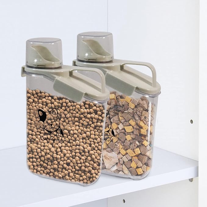 Pet Food Storage Container Airtight Cat Food Container with Measuring Cup and Pour Spout Portable Pet Food Dispenser for Cat Transparent Leakproof Cat Food Container for Travel 2.8L