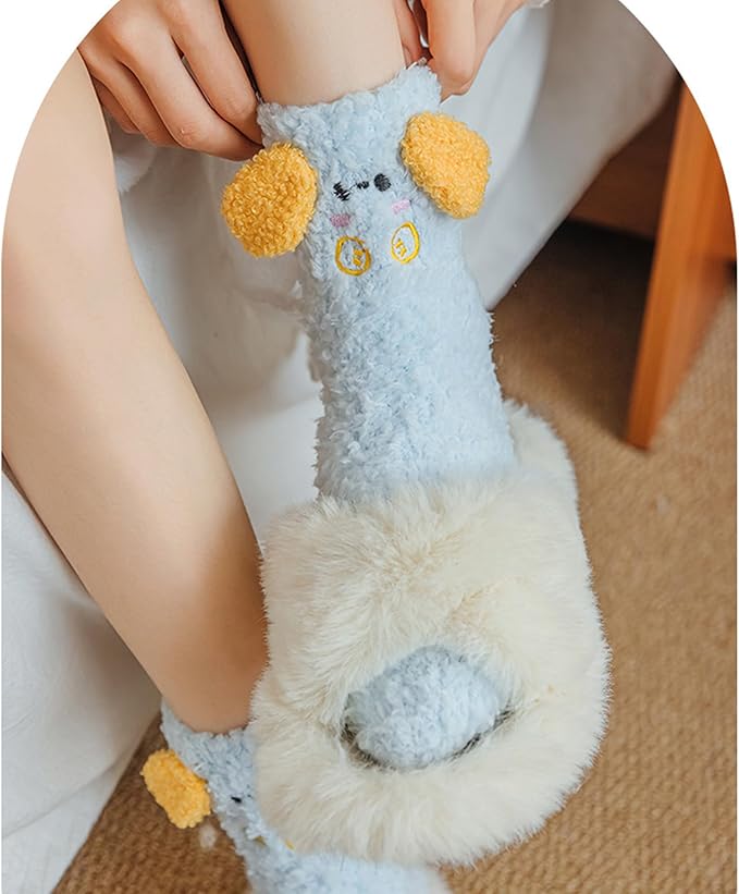 Benefeet Sox Funny Animal Fuzzy Socks for Women Girls - Cute Fluffy Slippers, Cozy Warm Winter Plush Sleeping Socks