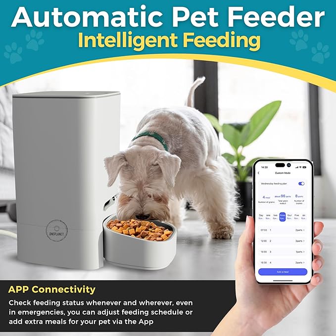Automatic Cat Feeder - WiFi Automatic Dog Feeder 3.5L Pet Food Dispenser Smart App Control Cat Feeding Station Timed Food Pet Feeder