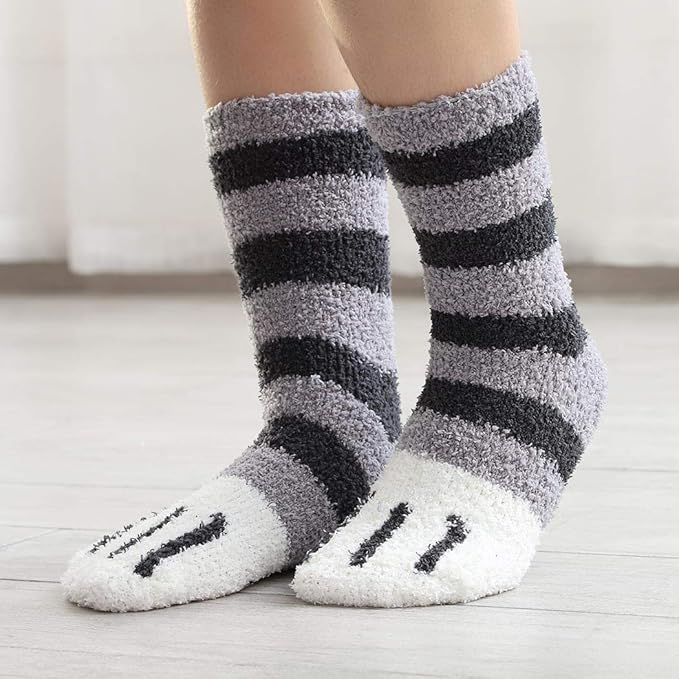 Campsis Fuzzy Socks Winter Warm Soft Fluffy Socks Thick Cozy Plush Sock Cute Cat Claw Stockings for Women and Girls