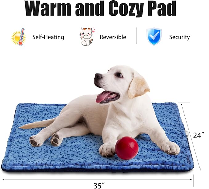 MARUNDA Self Warming Cat Bed,Super Soft Dog Bed Crate Bed Blanket, Self Heating Cat Pad, Thermal Cat and Dog Warming Bed Mat.