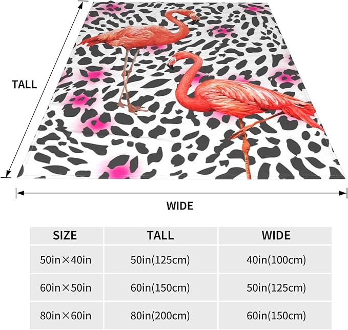Fuzzy Throw Blanket 350 GSM Fleece Ultra-Soft Microfiber Blanket for Adults Kids Gift Couch, Sofa, Bed Pink Flamingo Leopard 80"x60"