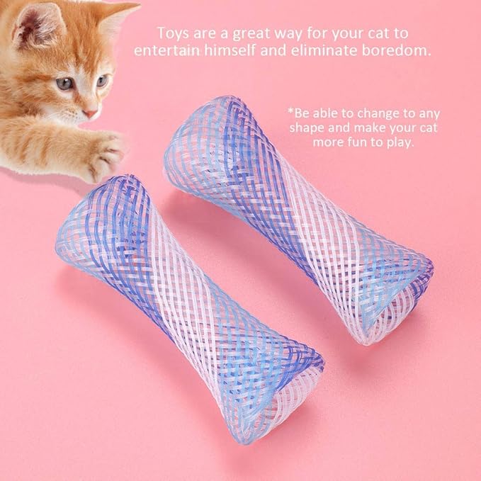 Cat Spring Tube Toy, 10Pcs Freely Folding Spring Shape Multi Color Cat Bouncing Toy Fun Pet Action Interactive Toys