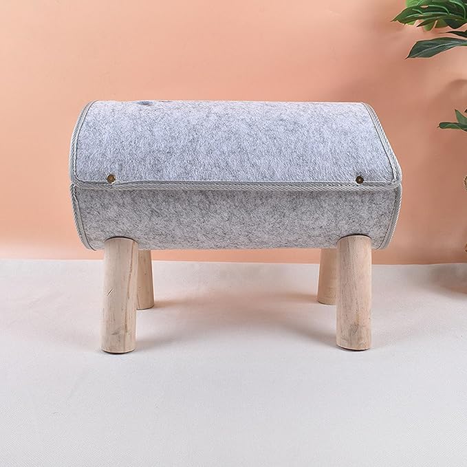 Cat Tunnel Bed tunnel chat bois Soft Com fortable Elevated Cat Tunnel Bed with Plush Cushion with Wooden Legs Pet Felt Tunnel Bed with Wooden Legs for Cat and Tunnels