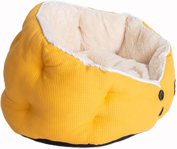 Armarkat Cat Bed Model C75HMB/MH Gold Waffle Texture Poly Blend and White, 22 x 18 x 14