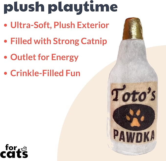 Huxley & Ket Plush Cat Toy | Toto's Pawdka | Nappy Hour Strong Catnip Filled Cat Toy | Plush Interactive Kitten and Cat Toy with Catnip and Crinkle | Kittybelles