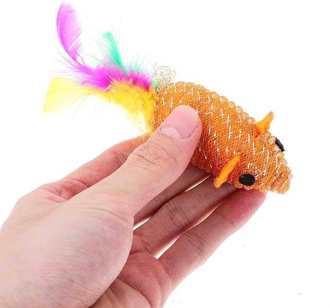 TEHAUX 10pcs Cat Toy Mice, 2.8” Mouse Cat Playing Props Cat Color Tail Mouse Toy Cat Teaser Interactive Toy Funny Cat Toy Mouse Toys for Cats Kitten, Random Color
