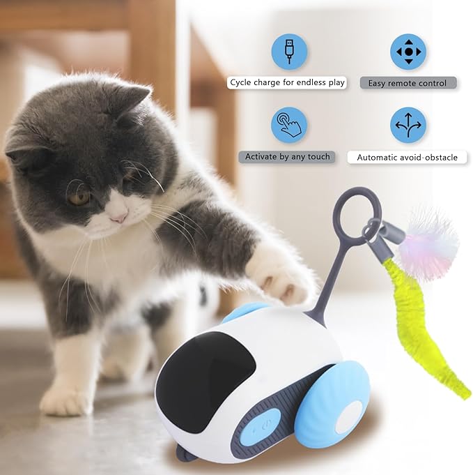 Remote Control Cat Toy for Indoor Interactive Turbo Tail 3.0 Cat Toy Automatic Moving Eemote Mouse Smart Electric Teazys Cat Toy Mobile Car Toy