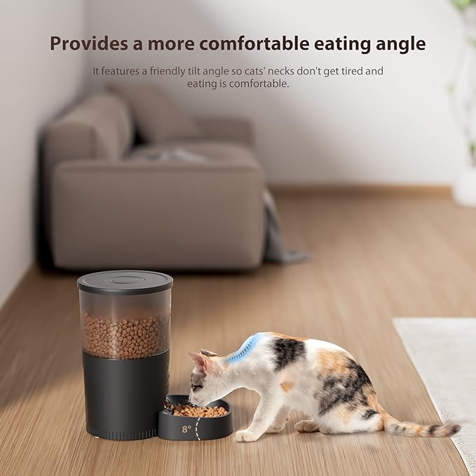 Automatic Cat Feeders, 3L Timed Cat Dry Food Dispenser, Dual Power Supply, Programmable Portion Size, 1-6 Meals Per Day, Auto Pet Feeder for Cats and Small Dogs