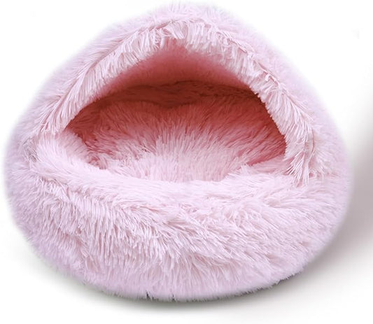 Cat Bed Calming Cat Beds,Indoor Washable Cat Bed，Anti-Slip Faux Fur Fluffy Cuddler Anxiety Cat Bed,Warming Cuddler Cushion Bed for Small Medium Dogs and Cats (Pale Pink, 20 * 20inch)