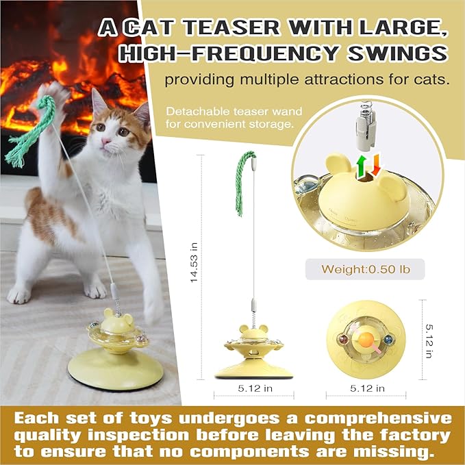 Cat Interactive Toys for Indoor Cats Kitten Wand Toy Weight Loss Kitty Funny Game Slow Food Dispenser Feeder Treat Dispensing Feeding Pet Supplies Birthday Gift