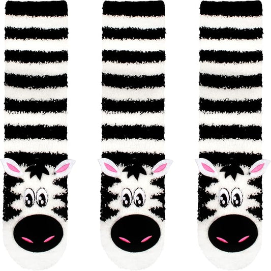 BambooMN Super Soft Warm Cute Furry Animal Non-Slip Fuzzy Cozy Fluffly Crew Winter Home Socks, Value Pack