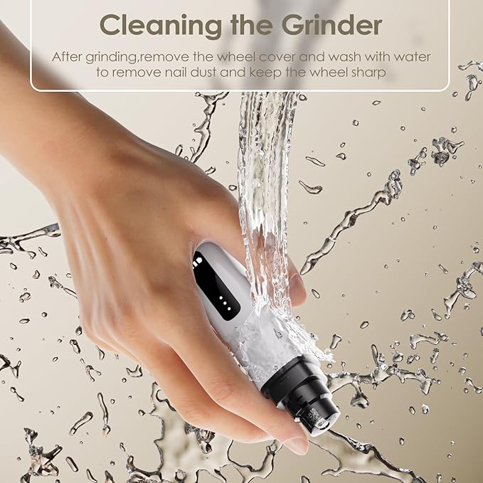 Dog Nail Grinder, Upgrade IP67 Waterproof 3-Speed LED Light-Small Medium and Large Cat and Dog Nail Trimmers Super Quiet, Rechargeable Pet Painless Nail Grinder, White