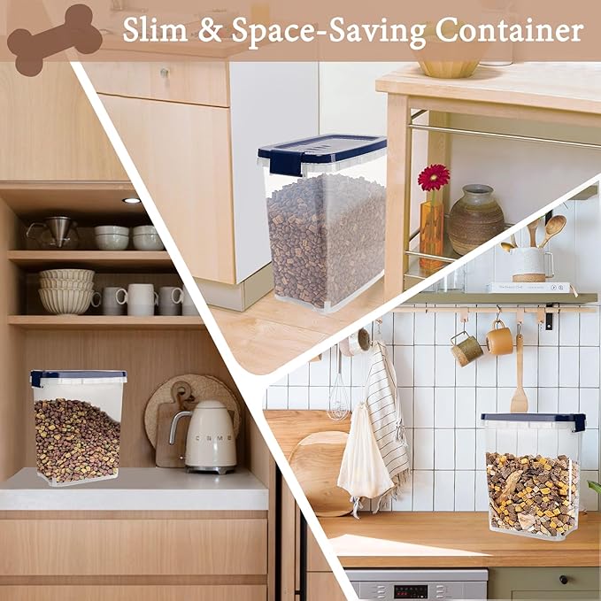 8 Lbs Dog Food Storage Container with Scoop - Airtight Cat Food Container - Buckle-Lock Pet Food Container for Dog, Cat, Bird Seed - Dog Treat Container Dry Food Storage Bin - Royal Blue