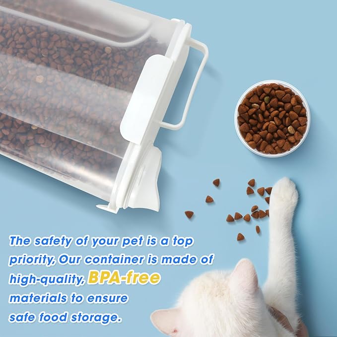 TBMax Cat Food Storage Containers 2 Pack, Portable Dog Food Container Dispenser with Large Spout & Measuring Cup, Airtight Travel Pet Food Storage Bin for Dog Treat Bird Seed Container